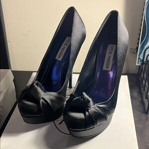 Steve Madden Black Satin Platform Heels